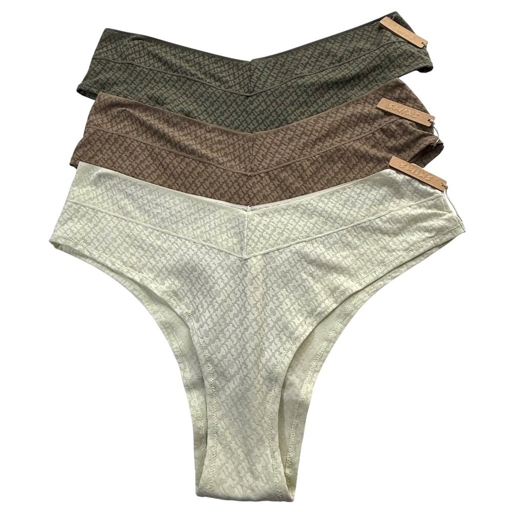 SKIMS Logo Mesh Boy Short Lot of 3 Bone Desert Olive 3X‎